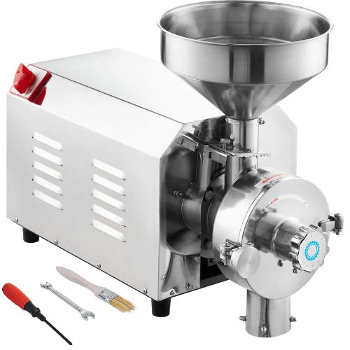 Vevor 2200W Commercial Soybean & Spice Grinder — Stainless Steel Mill for Grains, Peppers & More