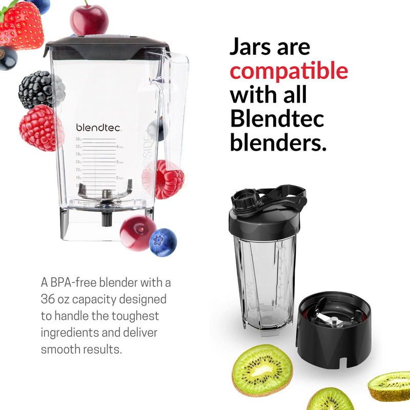 Blendtec Original Designer Series Blender & 90 oz WildSide+ Jar Bundle — Red