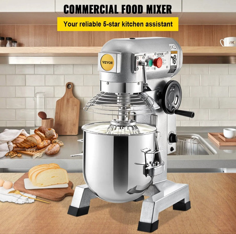 Vevor 20 Qt Commercial Food Mixer — 750W, 3-Speed, Stainless Steel