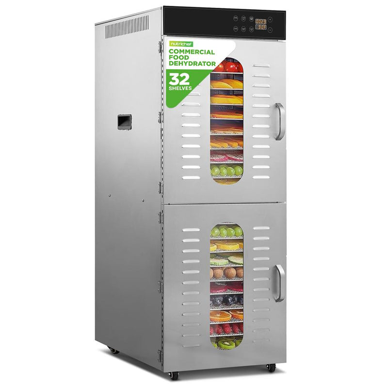 Nutrichef 32-Layer Food Dehydrator — Stainless Steel, Digital Timer