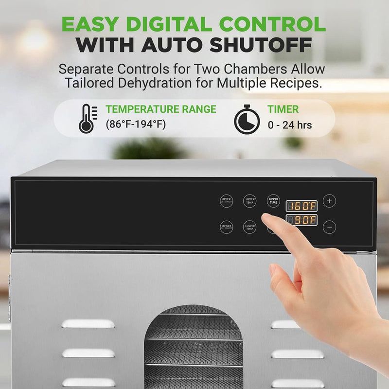 Nutrichef 32-Layer Food Dehydrator — Stainless Steel, Digital Timer