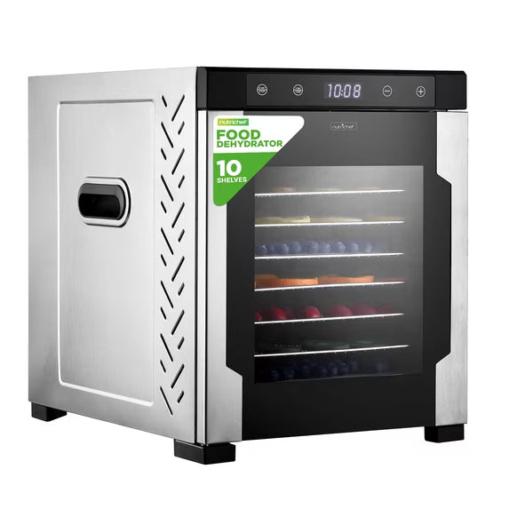 NutriChef Electric Countertop Food Dehydrator 900-Watt Dryer W/Digital Timer,